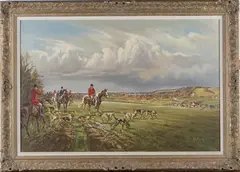 John King, Away from Norfolk Clump, W. Leslie Weller with the Crawley and Horsham Foxhounds, oil on canvas