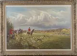 John King, Away from Norfolk Clump, W. Leslie Weller with the Crawley and Horsham Foxhounds, oil on canvas