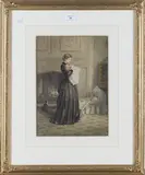George Goodwin Kilburne, Lullaby, a Young Lady holding a Baby beside a Fire