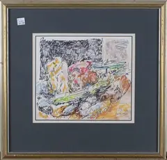 Bowl of Vegetables and Fruits by Alma Thomas, ink and pastel, sold Sep 2018