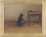 Frank French, Terrier beside a Hedgehog on a Table, 1885, oil on canvas