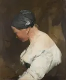 Antoine Vollon, Peasant Girl in a Head Scarf, oil on canvas