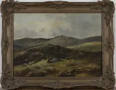 William A. Wilson, Highland Landscape with Shepherds and Flock, 1871, oil on canvas