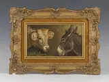 Antonio Milone, Head Studies of a Cow and Donkey, oil on panel