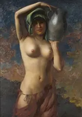 Hans Hassenteufel, Heimkehr' (Female Nude with Water Jug), oil on canvas