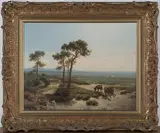 Cornelis Lieste, Continental Landscape with Donkey and Cart, oil on panel