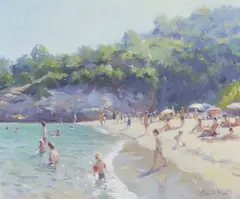 Edward Noott, Relaxing on the Cote d'Azur, oil on canvas