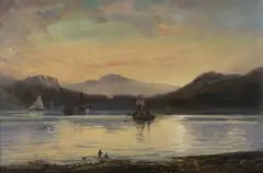 Landscape with Figures fishing by C.P. Patton, 1882, oil on canvas, sold Jun 2018