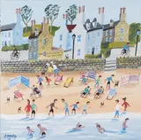John Ormsby, Beach Scene, oil on canvas