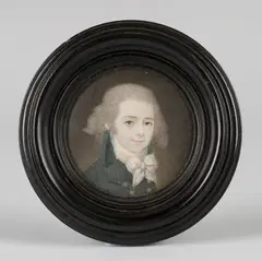 Vito Grego, Tondo Miniature Half Length Portrait of a Man, watercolour on ivory