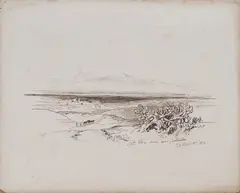 Edward Lear, Mt. Etna from near Carlentini, 1852, pen and ink