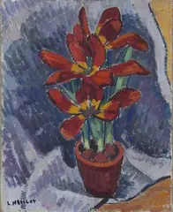 Louis Neillot, Still Life of Tulips, oil on canvas