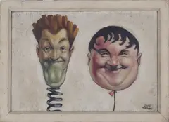 Louis Simon, Laurel & Hardy, oil on canvas