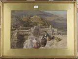 Robert Thorne Waite, Resting, Beddgelert Bridge, N. Wales, watercolour