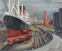 Ship in Drydock at Bristol by John Codner, oil on canvas, sold Mar 2018