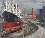 John Codner, Ship in Drydock at Bristol, oil on canvas