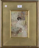 David Woodlock, A Young Girl in a Woodland Setting, watercolour