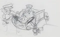 Ernest Howard Shepard, The rush of air in his face, the hum of the engine, for The Wind in the Willows, Kenneth Grahame, 1931 edition, pencil drawing