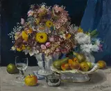 John Codner, Still Life with Dried Flowers and Chrysanthemums, oil on board