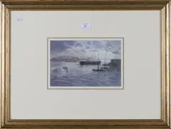 Roy Hammond, Silvertown from Bugsby's Reach Thames, watercolour