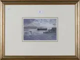 Roy Hammond, Silvertown from Bugsby's Reach Thames, watercolour