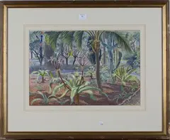 Adrian Allinson, Tropical Garden 1, watercolour over pencil