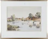 John Yardley, The River Avon at Tewkesbury, watercolour
