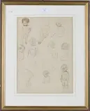 Susan Beatrice Pearse, Sketches of Children, pencil sketch with watercolour