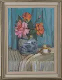 Mary Remington, Roses in the Ginger Jar, oil on board