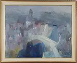 Daphne Fedarb, View of a Town, oil on canvas