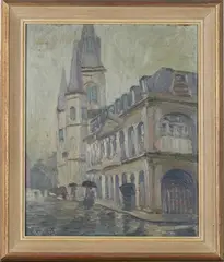Clarence Millet, View of St Louis Cathedral, New Orleans, oil on board