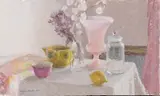 Violet Barclay, Still Life of a Tabletop, oil on canvas laid on board
