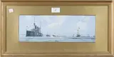Montague Birrell Black, Naval/M.N. Review, Liverpool (Opening of Gladstone Dock) July 11, 1913, gouache