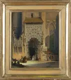 Friedrich Carl Mayer, Gothic Entrance to St Sebaldus Church, Nuremberg, 1852, oil on canvas