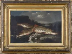 Henry Leonidas Rolfe, Pike and Perch, 1852, oil on canvas