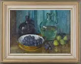 Mary Remington, Grapes and Greengages, oil on board