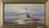 Sidney Yates Johnson, Coastal Landscape with Boats and Figures, 1906, oil on canvas