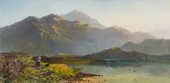 Alfred de Breanski Snr, Evening, Loch Earn, Ben Voirloch in distance, Perthshire, Scotland, 1871, oil on canvas