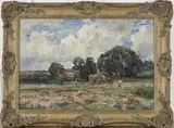 Sidney Grant Rowe, Haymaking Scene, oil on canvas
