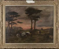 W. Brown, Horses in a Landscape, oil on canvas
