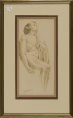 Study of a Female Nude by Frank Dobson, coloured chalk, sold Sep 2017