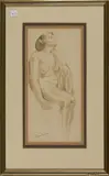 Frank Dobson, Study of a Female Nude, coloured chalk
