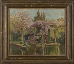 John Anthony Park, View of a Lakeside Pavilion, oil on board