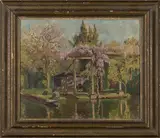 John Anthony Park, View of a Lakeside Pavilion, oil on board