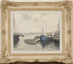William Eric Thorp, The Barbican, Plymouth, oil on board
