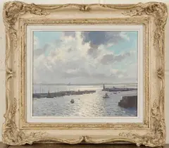 William Eric Thorp, Newlyn Harbour, oil on board