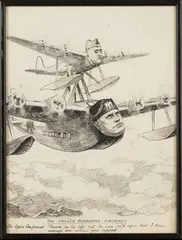 Ernest Howard Shepard, The Franco Composite Aircraft, pen and ink with scratching out and heightened with white