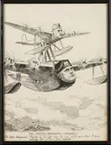 Ernest Howard Shepard, The Franco Composite Aircraft, pen and ink with scratching out and heightened with white