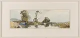 Edward Wesson, A Backwater near Sudbury, watercolour and ink