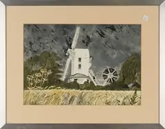 View of a Norfolk Windmill beneath a Stormy Sky by David Gentleman, watercolour, sold Sep 2017
